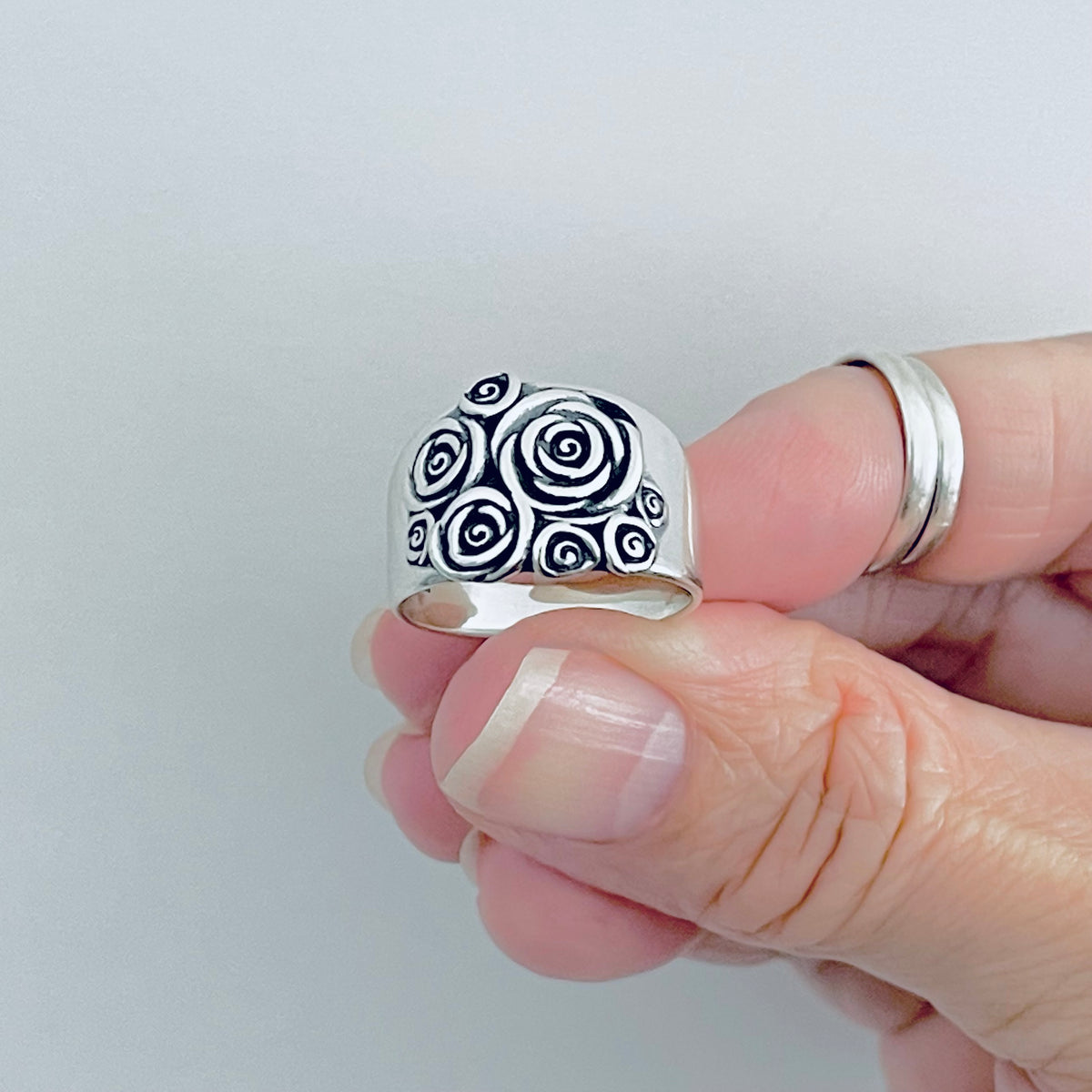 925 Sterling Silver Statement Bouquet of Roses Ring | Love Rose Flower Silver Rings