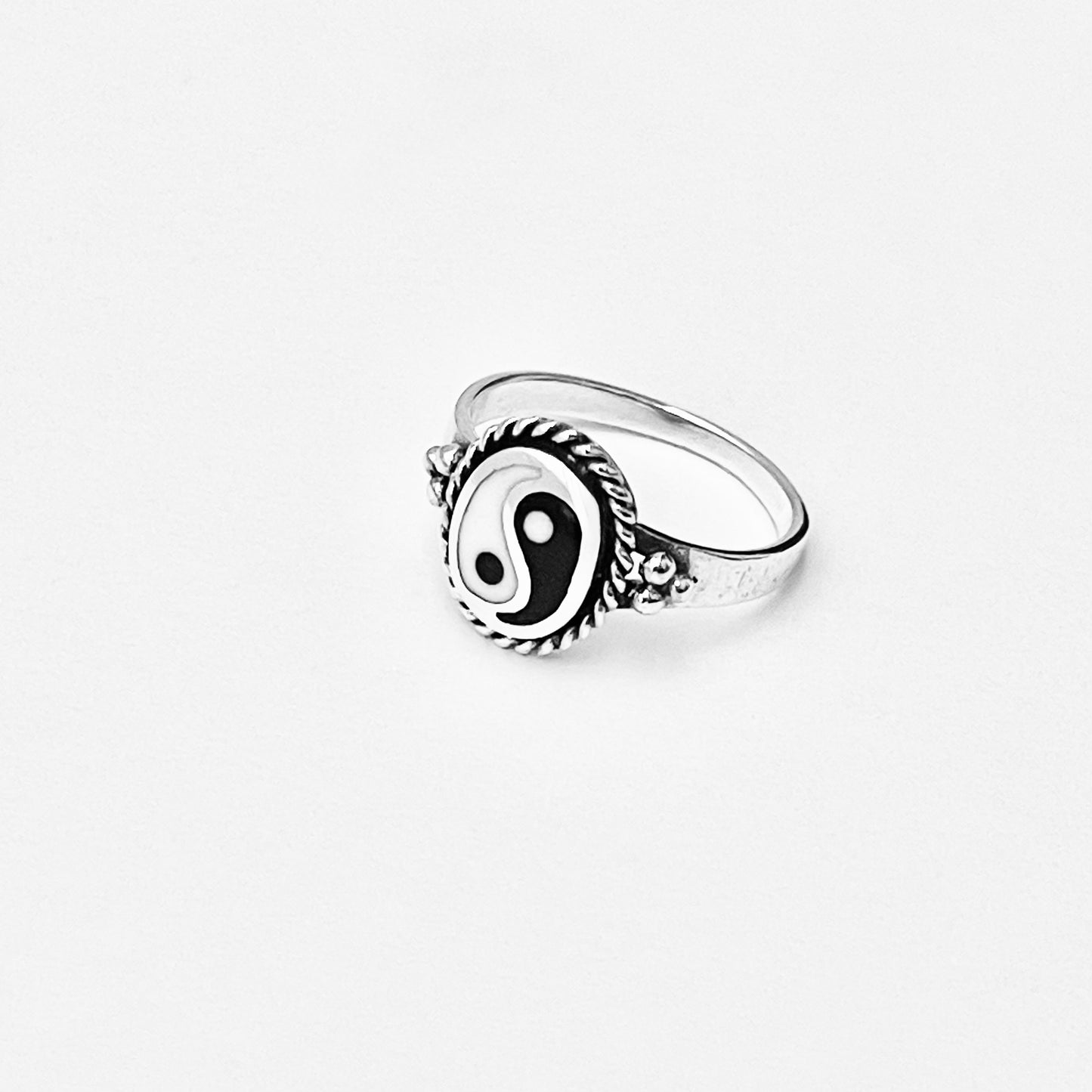 Sterling Silver Oval Yin Yang Ring with Braid and925 Sterling Silver Oval Yin Yang Ring | Yoga & Balance of Life Silver Ring Dots, Yoga Ring, Silver Rings, Balance of Life