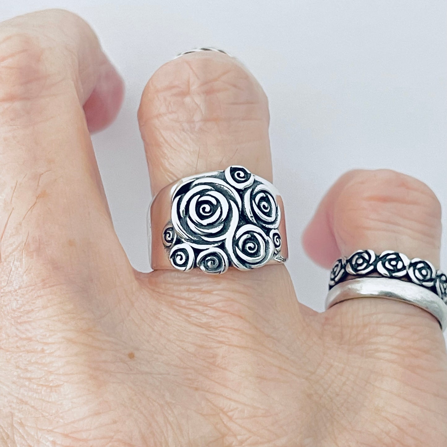 Sterling Silver Bouquet of Roses Ring, Silver Rings, Love Rose Flower