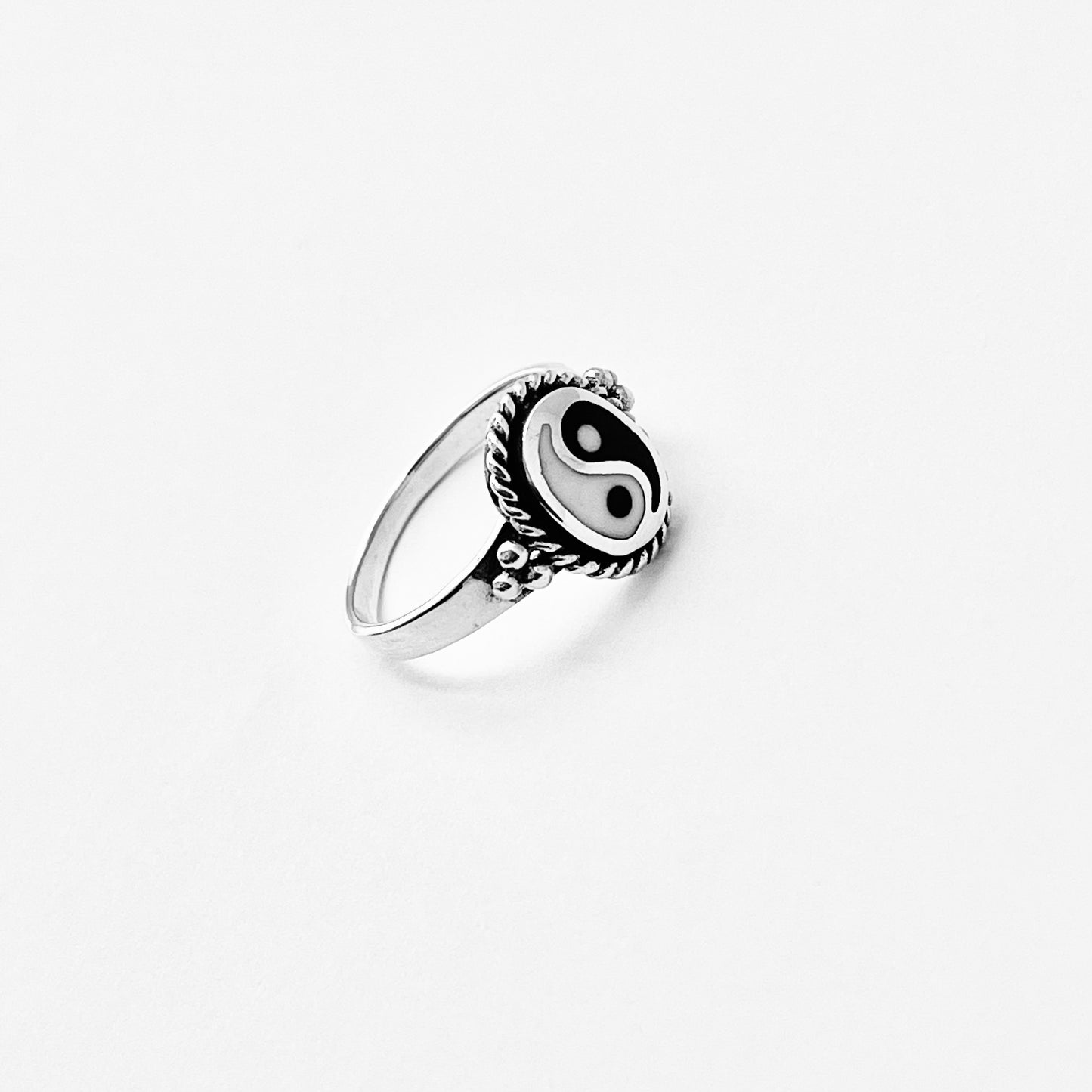 Sterling Silver Oval Yin Yang Ring with Braid and925 Sterling Silver Oval Yin Yang Ring | Yoga & Balance of Life Silver Ring Dots, Yoga Ring, Silver Rings, Balance of Life