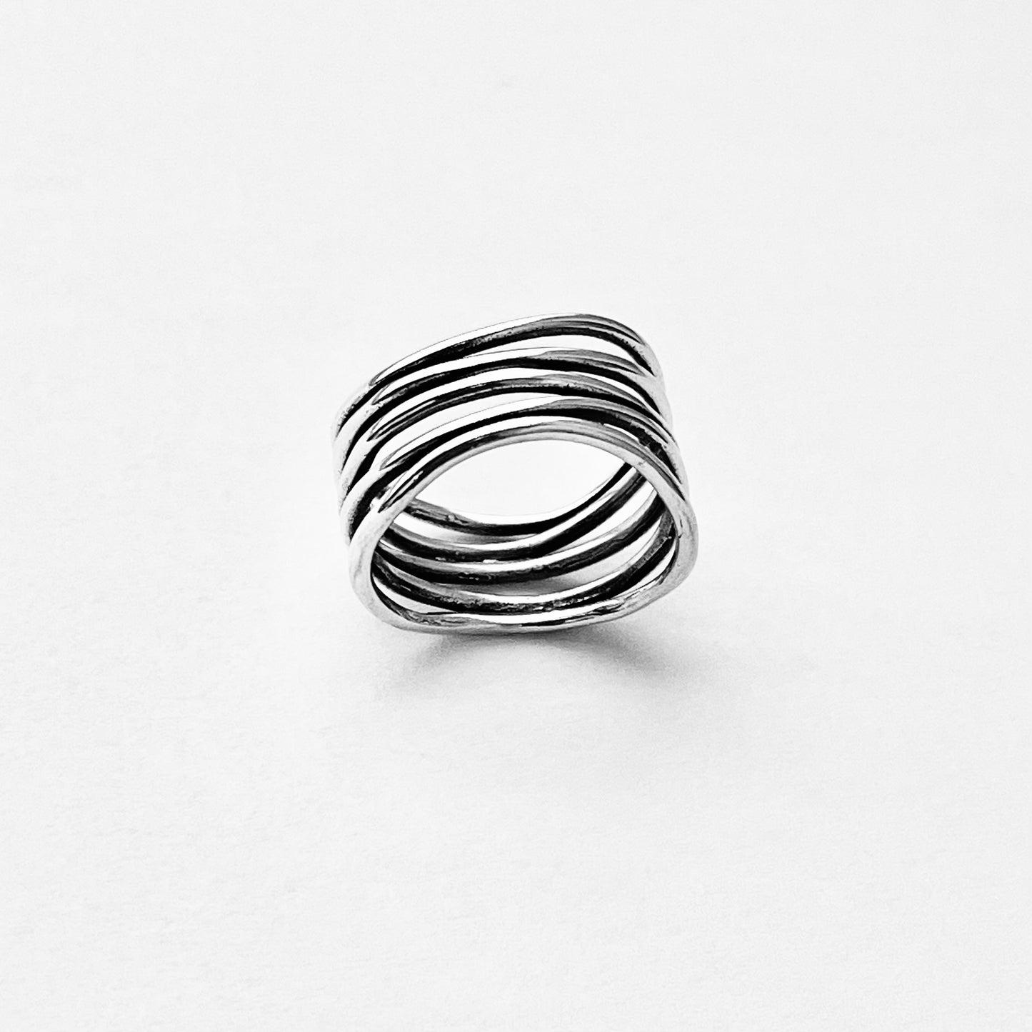 Sterling Silver Multiple Bands Wraparound Ring, Statement Boho Jewelry