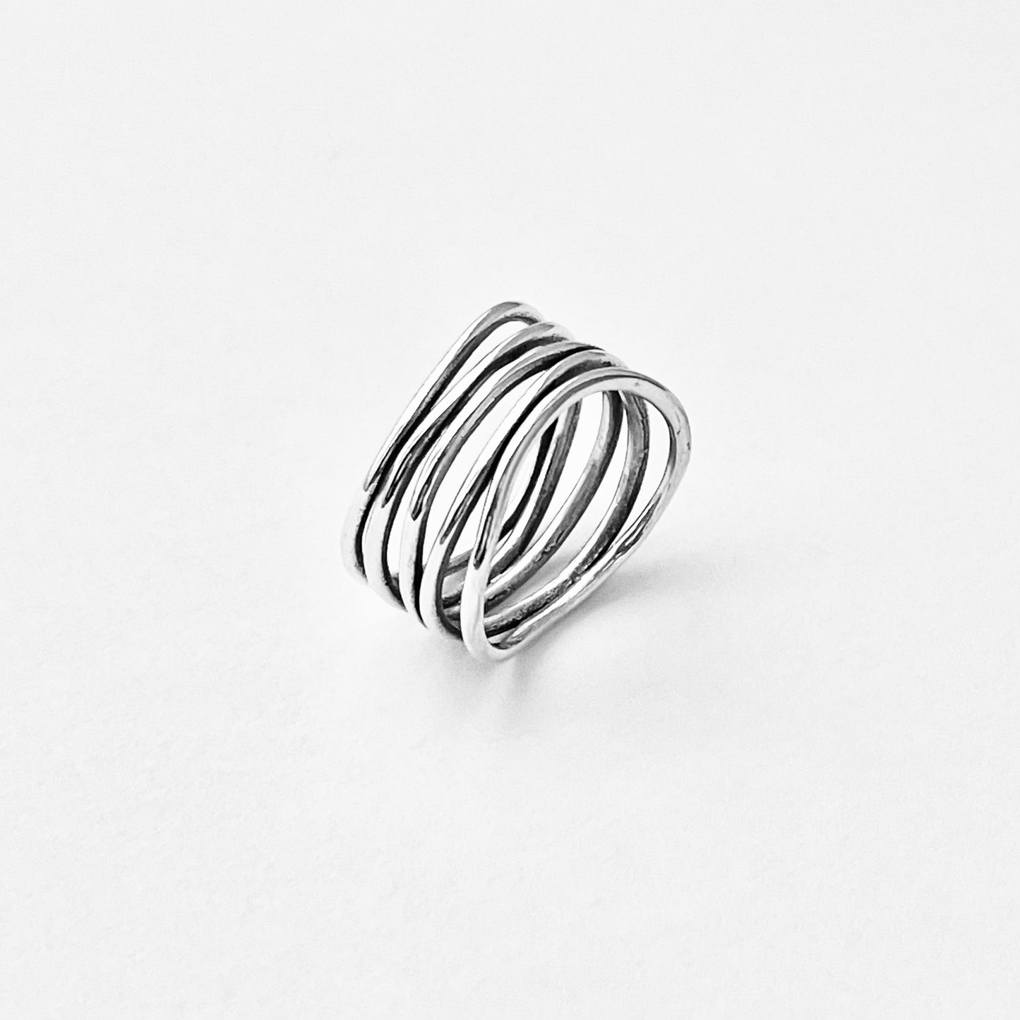 Sterling Silver Multiple Bands Wraparound Ring, Statement Boho Jewelry