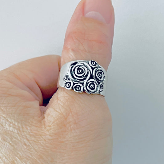 925 Sterling Silver Statement Bouquet of Roses Ring | Love Rose Flower Silver Rings