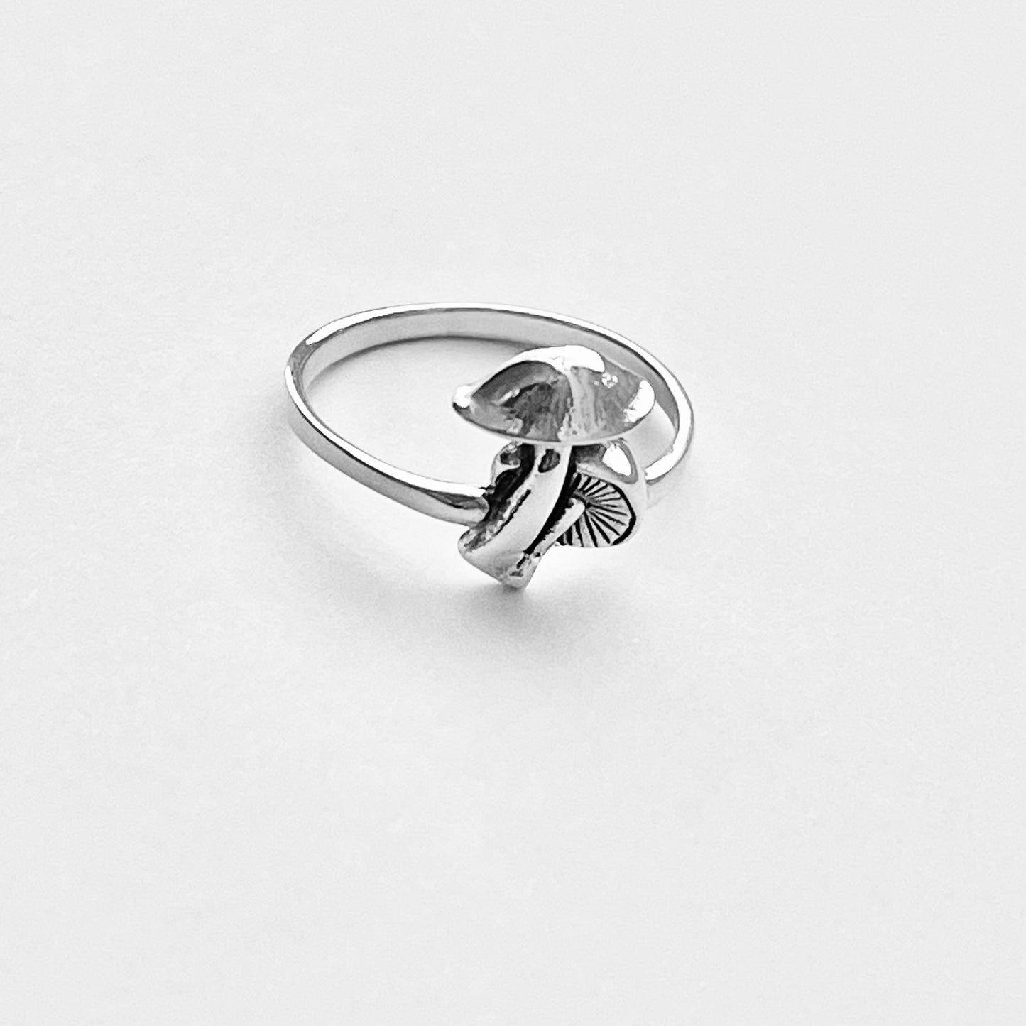925 Sterling Silver Double Mushroom Ring | Nature Tree of Life Silver Rings