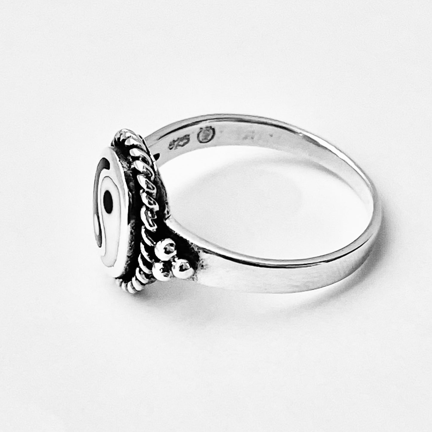 Sterling Silver Oval Yin Yang Ring with Braid and925 Sterling Silver Oval Yin Yang Ring | Yoga & Balance of Life Silver Ring Dots, Yoga Ring, Silver Rings, Balance of Life