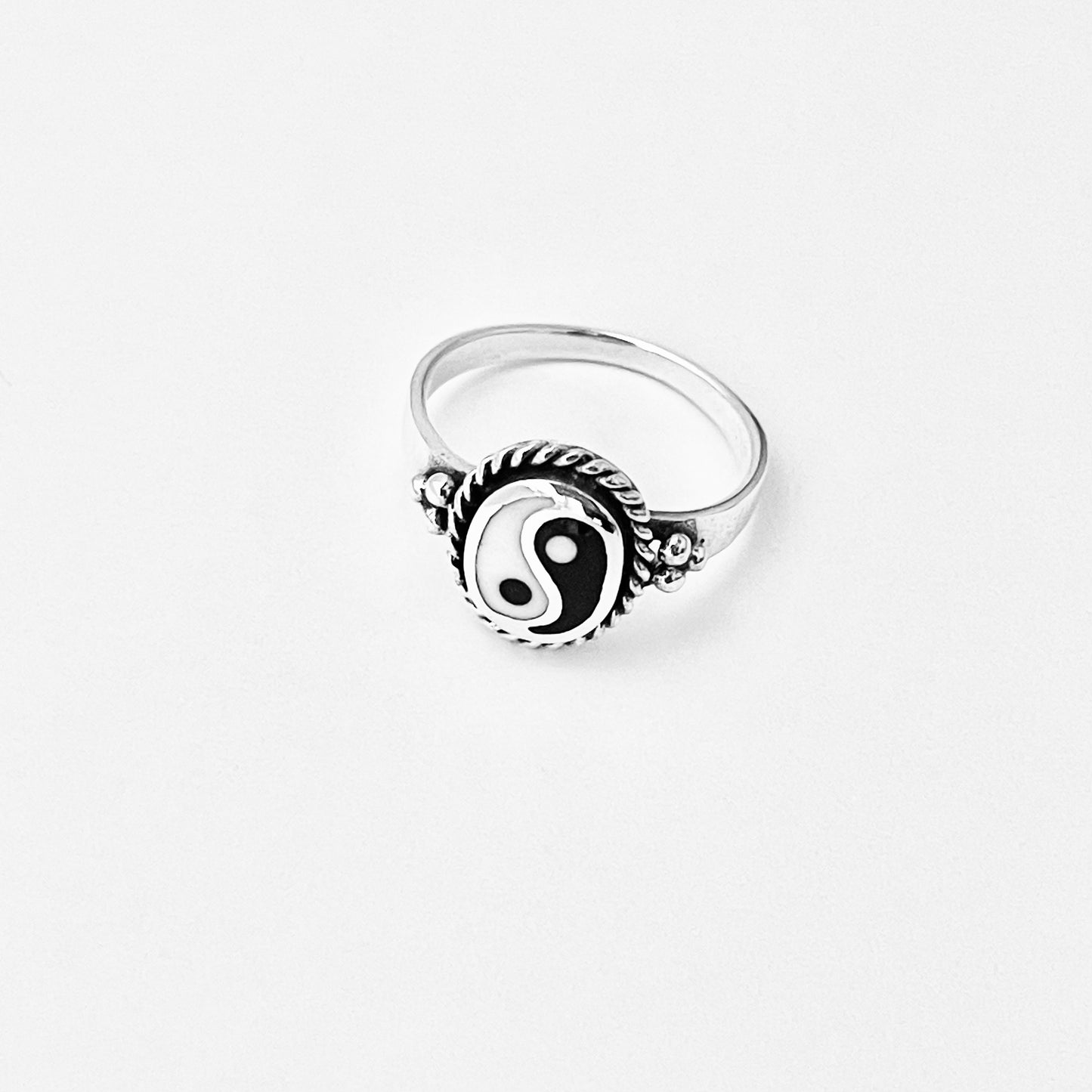 Sterling Silver Oval Yin Yang Ring with Braid and925 Sterling Silver Oval Yin Yang Ring | Yoga & Balance of Life Silver Ring Dots, Yoga Ring, Silver Rings, Balance of Life