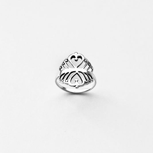 925 Sterling Silver Double Heart Ring with Swirls | Statement Delicate Swirly Silver Rings