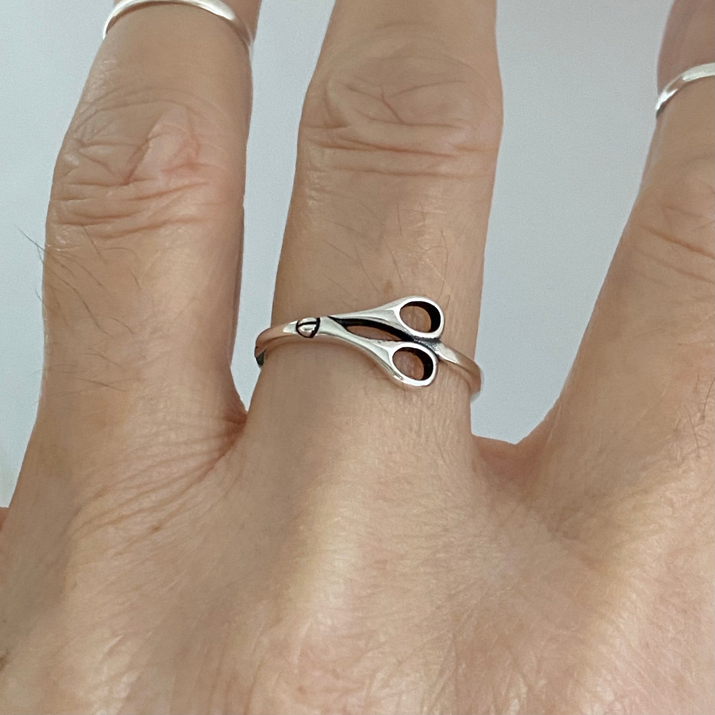 Sterling Silver Scissors Ring, Hair Salon Silver Ring, Beautician Ring