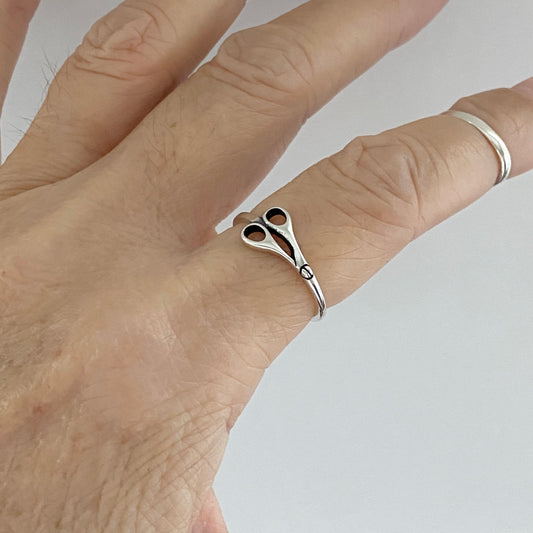 Sterling Silver Scissors Ring, Hair Salon Silver Ring, Beautician Ring