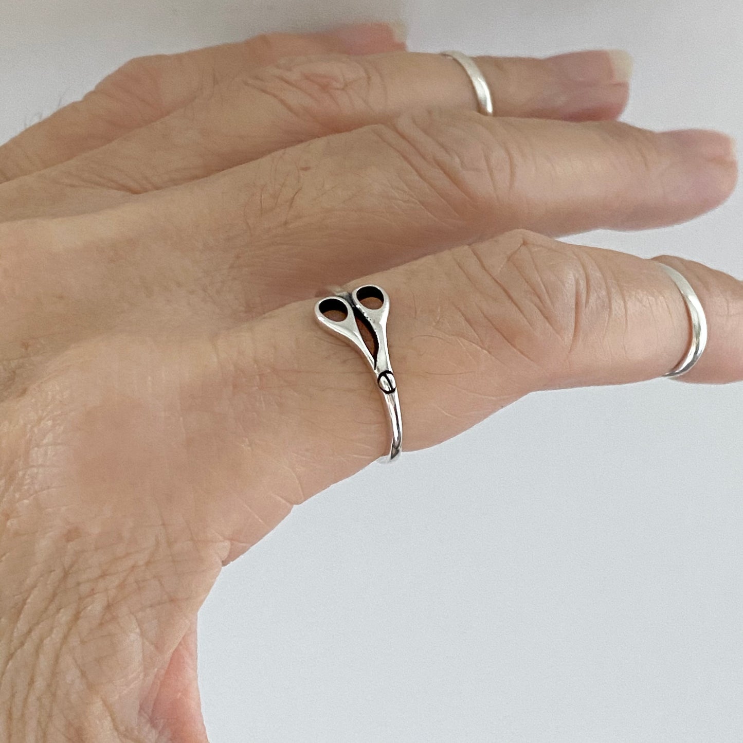 Sterling Silver Scissors Ring, Hair Salon Silver Ring, Beautician Ring