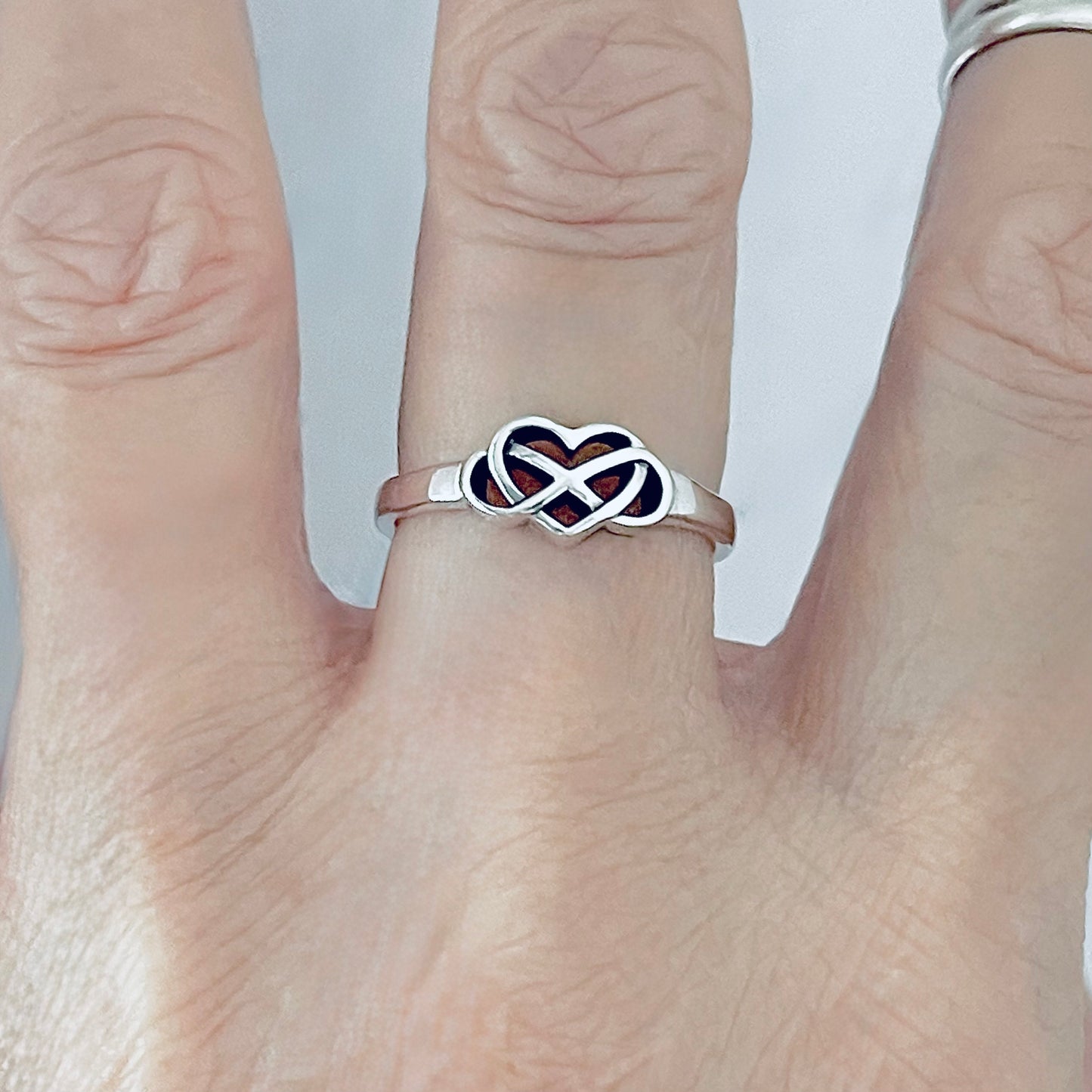 Sterling Silver Infinity Heart Ring, Forever Love Hearts, Lazy Eight Rings