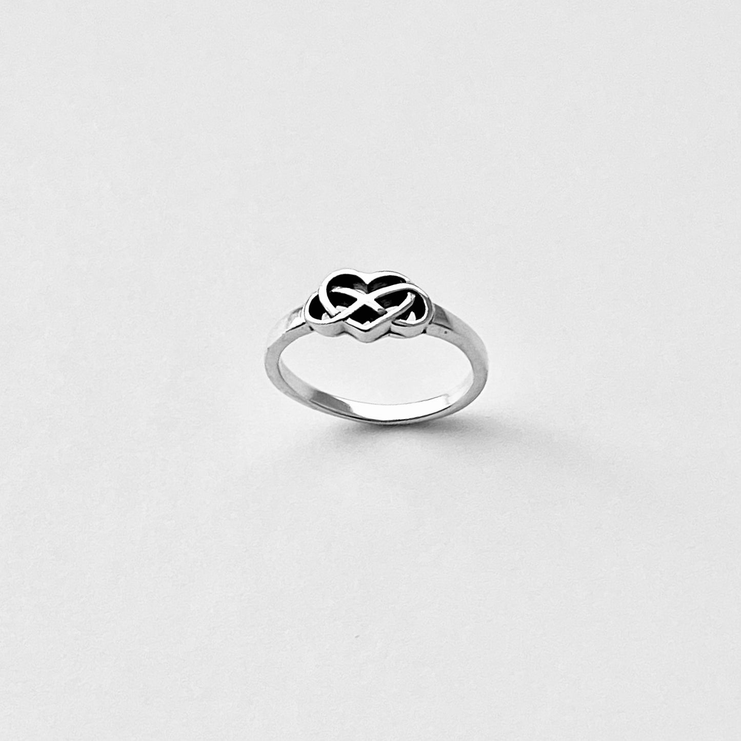 Sterling Silver Infinity Heart Ring, Forever Love Hearts, Lazy Eight Rings