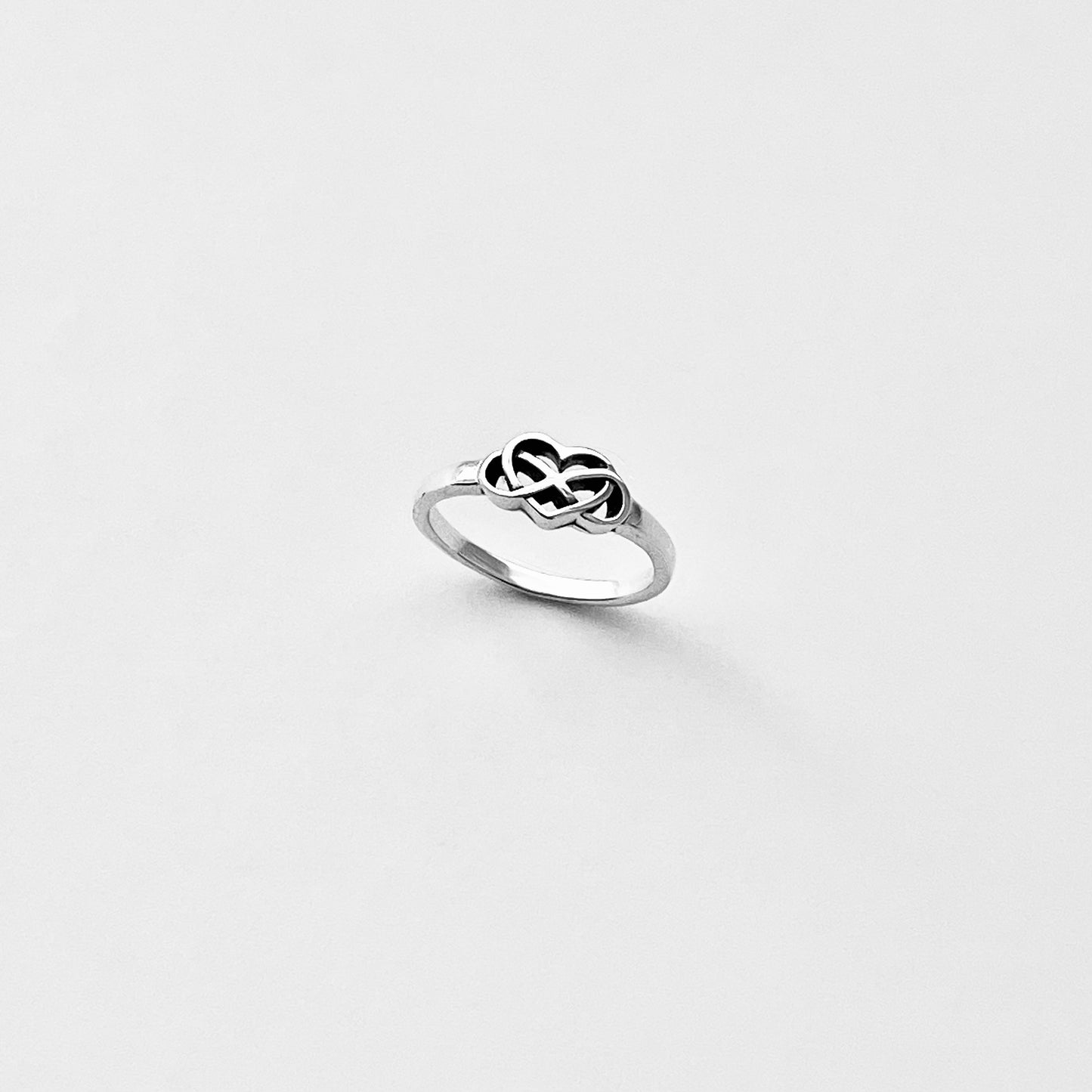 Sterling Silver Infinity Heart Ring, Forever Love Hearts, Lazy Eight Rings