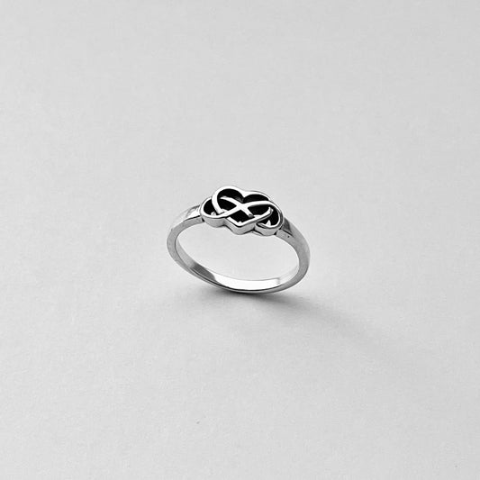 Sterling Silver Infinity Celtic Heart Ring, Eternal Silver Love Ring