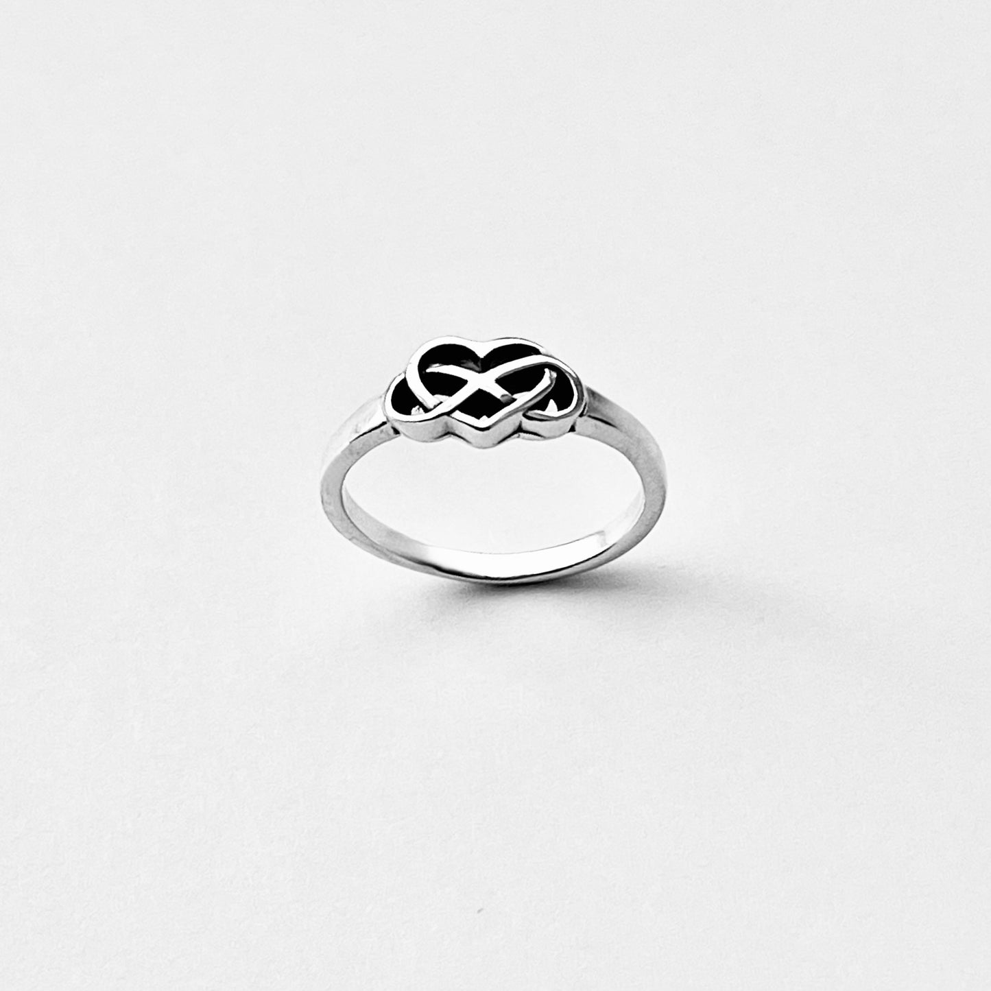 Sterling Silver Infinity Heart Ring, Forever Love Hearts, Lazy Eight Rings