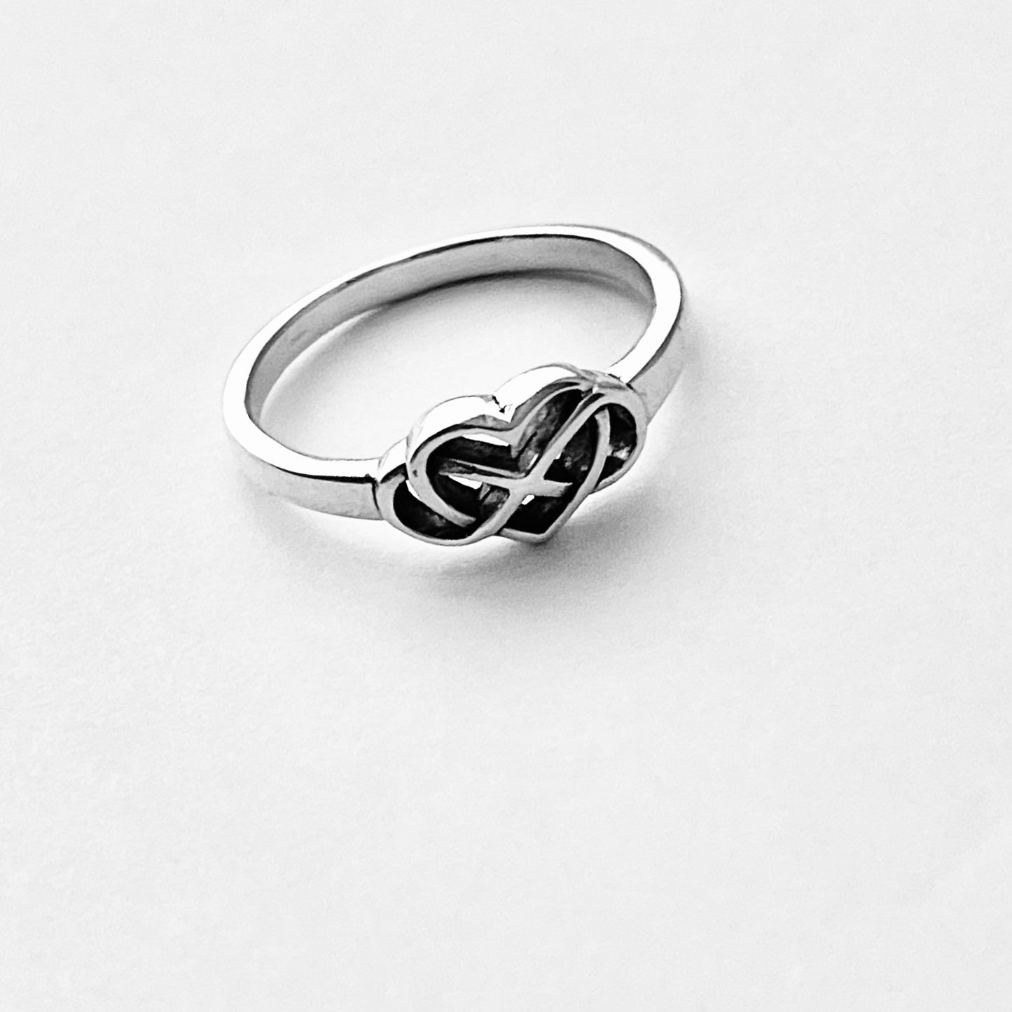 Sterling Silver Infinity Heart Ring, Forever Love Hearts, Lazy Eight Rings
