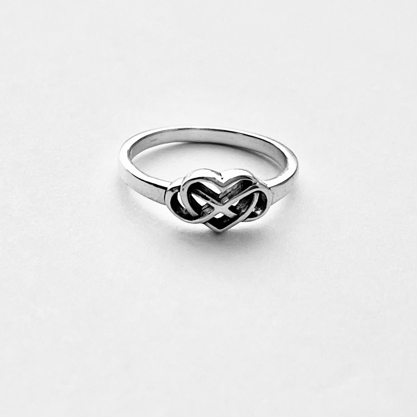 Sterling Silver Infinity Heart Ring, Forever Love Hearts, Lazy Eight Rings