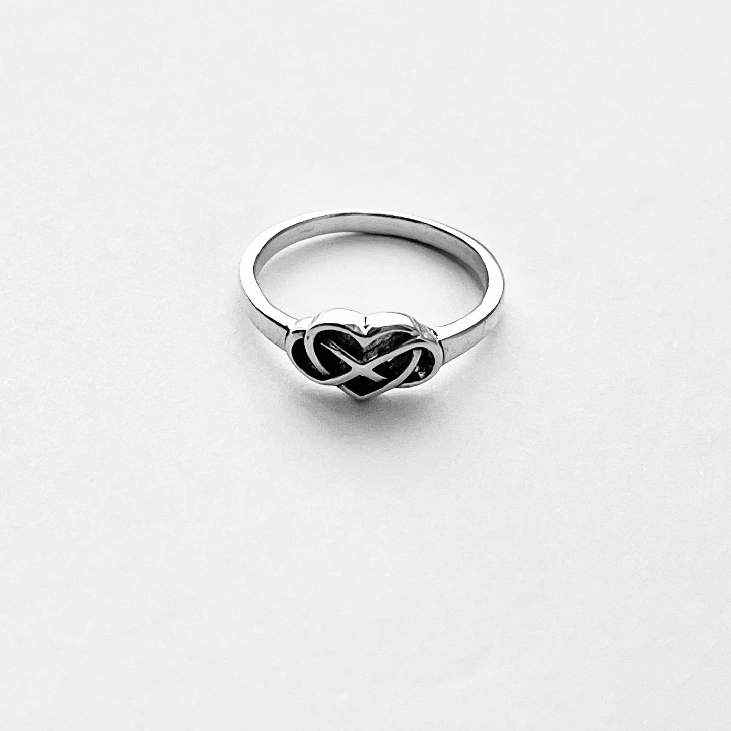 Sterling Silver Infinity Heart Ring, Forever Love Hearts, Lazy Eight Rings