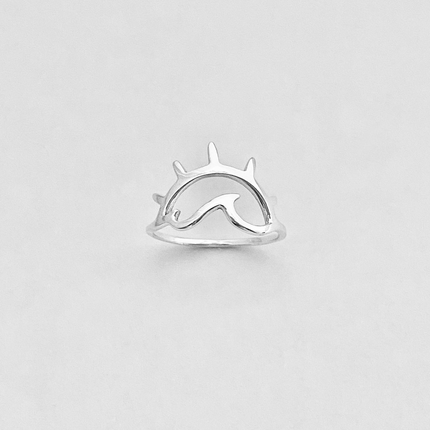 Sterling Silver Delicate Sun and Wave Ring, Beach Sunrise Rings, Ocean Jewelry
