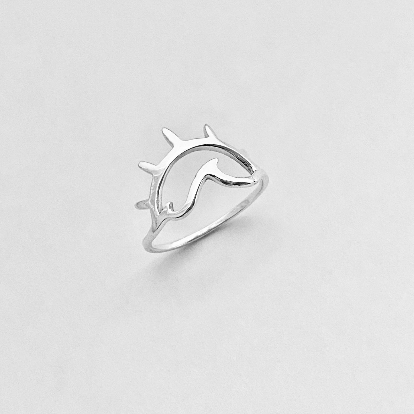 Sterling Silver Delicate Sun and Wave Ring, Beach Sunrise Rings, Ocean Jewelry