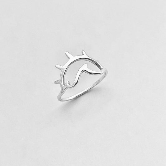 Sterling Silver Delicate Sun and Wave Ring, Beach Sunrise Rings, Ocean Jewelry