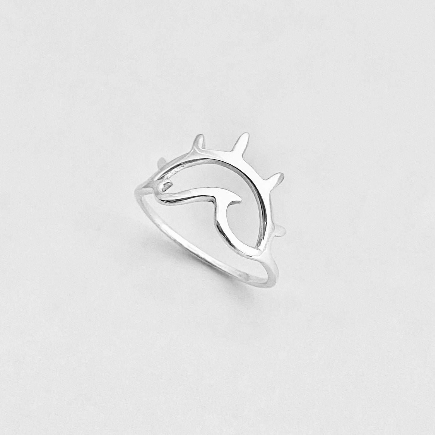 Sterling Silver Delicate Sun and Wave Ring, Beach Sunrise Rings, Ocean Jewelry