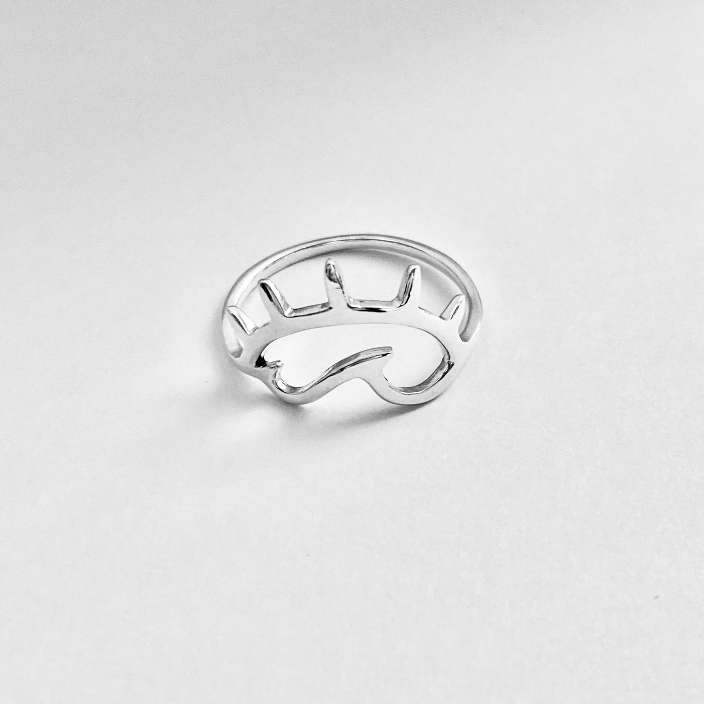 Sterling Silver Delicate Sun and Wave Ring, Beach Sunrise Rings, Ocean Jewelry