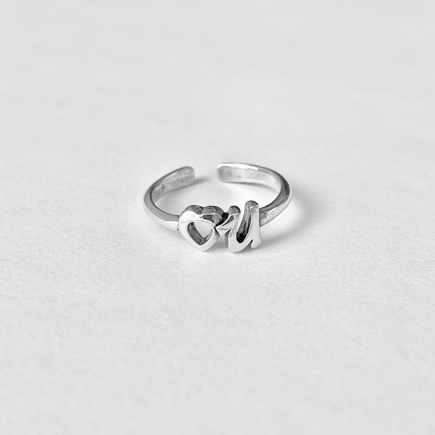 925 Sterling Silver Dainty Heart You Toe Ring | I love You Midi Pinky Silver Rings