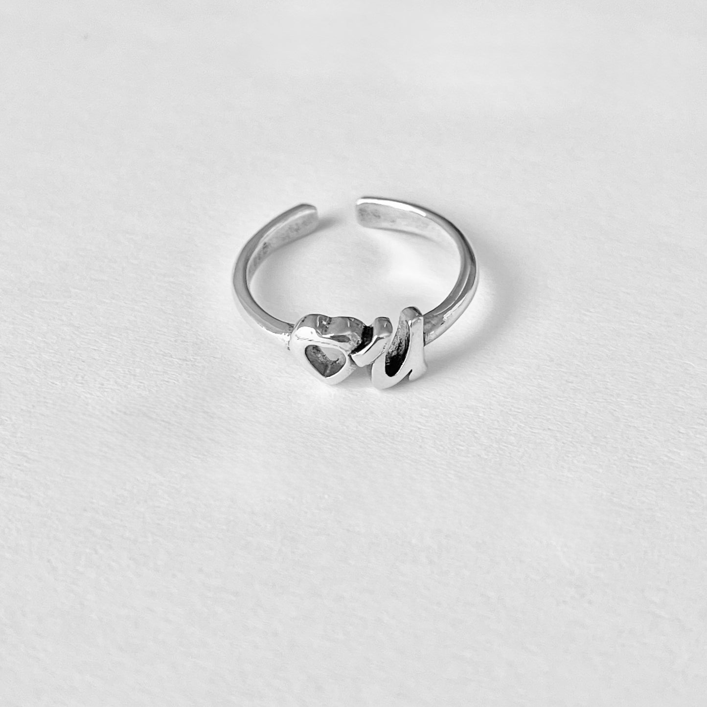 925 Sterling Silver Dainty Heart You Toe Ring | I love You Midi Pinky Silver Rings