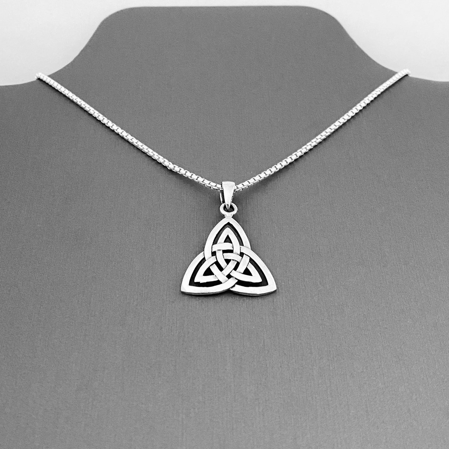 Sterling Silver Large Celtic Triquetra Woven Necklace | Statement Trinity Knot Jewelry
