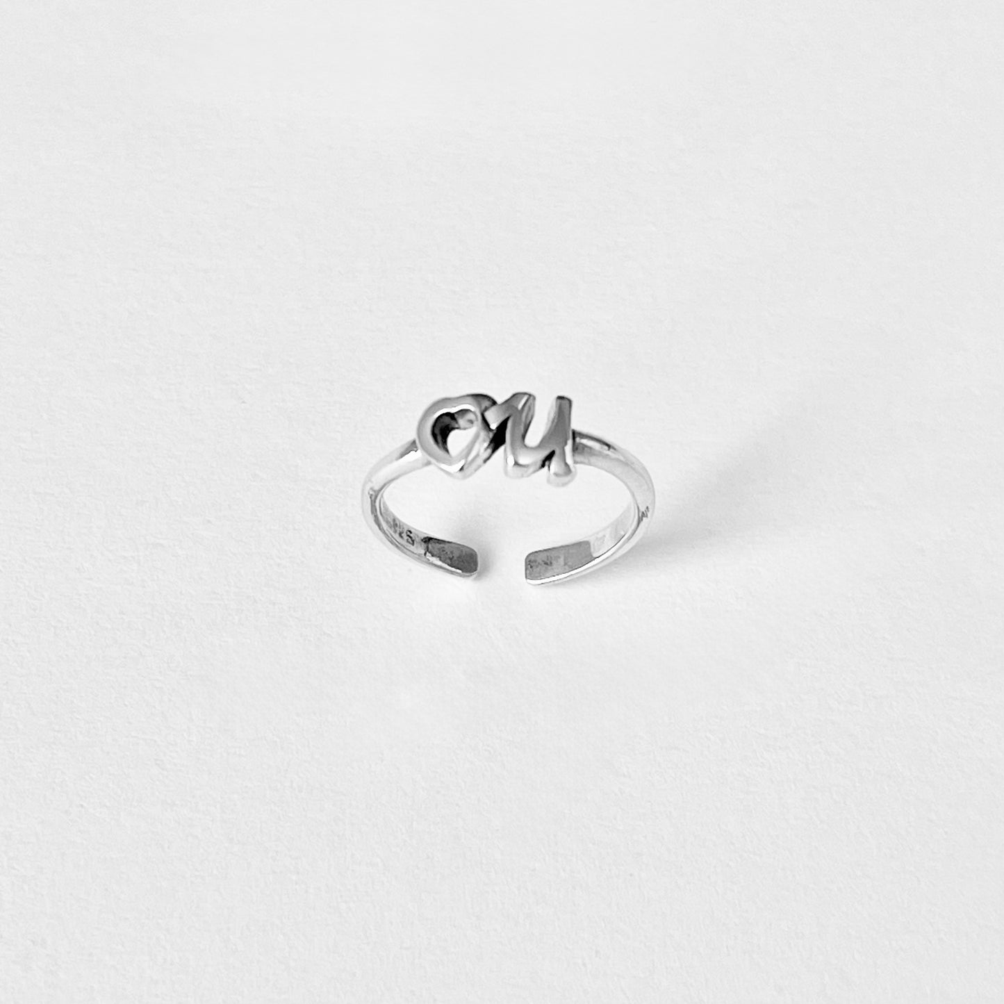 925 Sterling Silver Dainty Heart You Toe Ring | I love You Midi Pinky Silver Rings