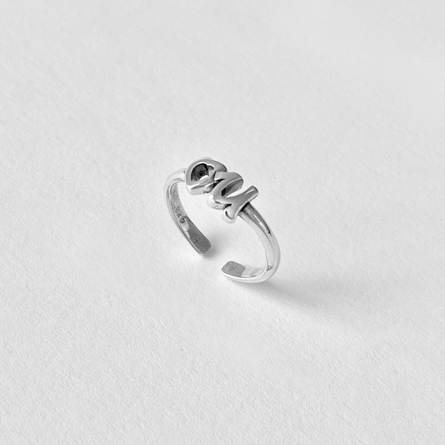925 Sterling Silver Dainty Heart You Toe Ring | I love You Midi Pinky Silver Rings