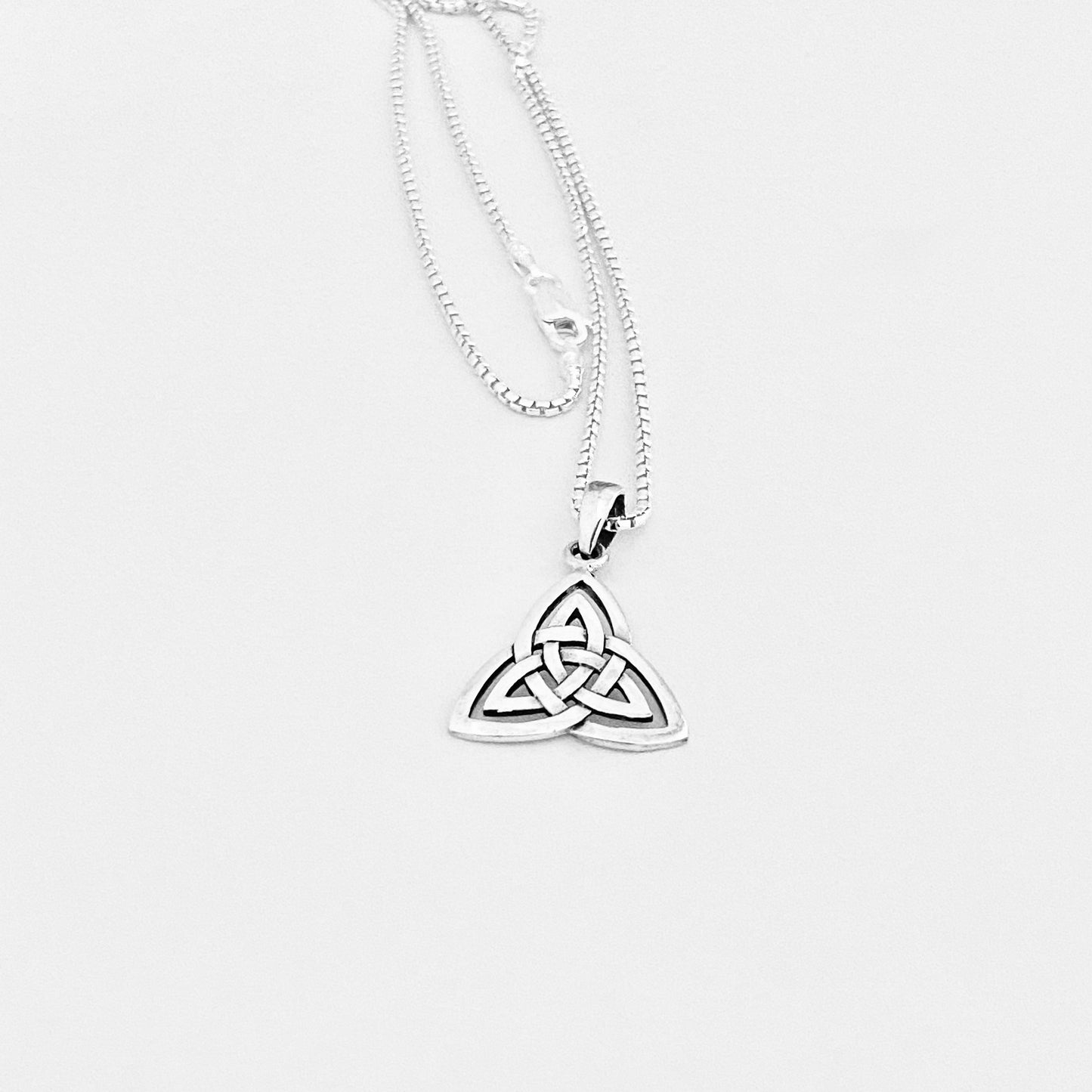 Sterling Silver Large Celtic Triquetra Woven Necklace | Statement Trinity Knot Jewelry