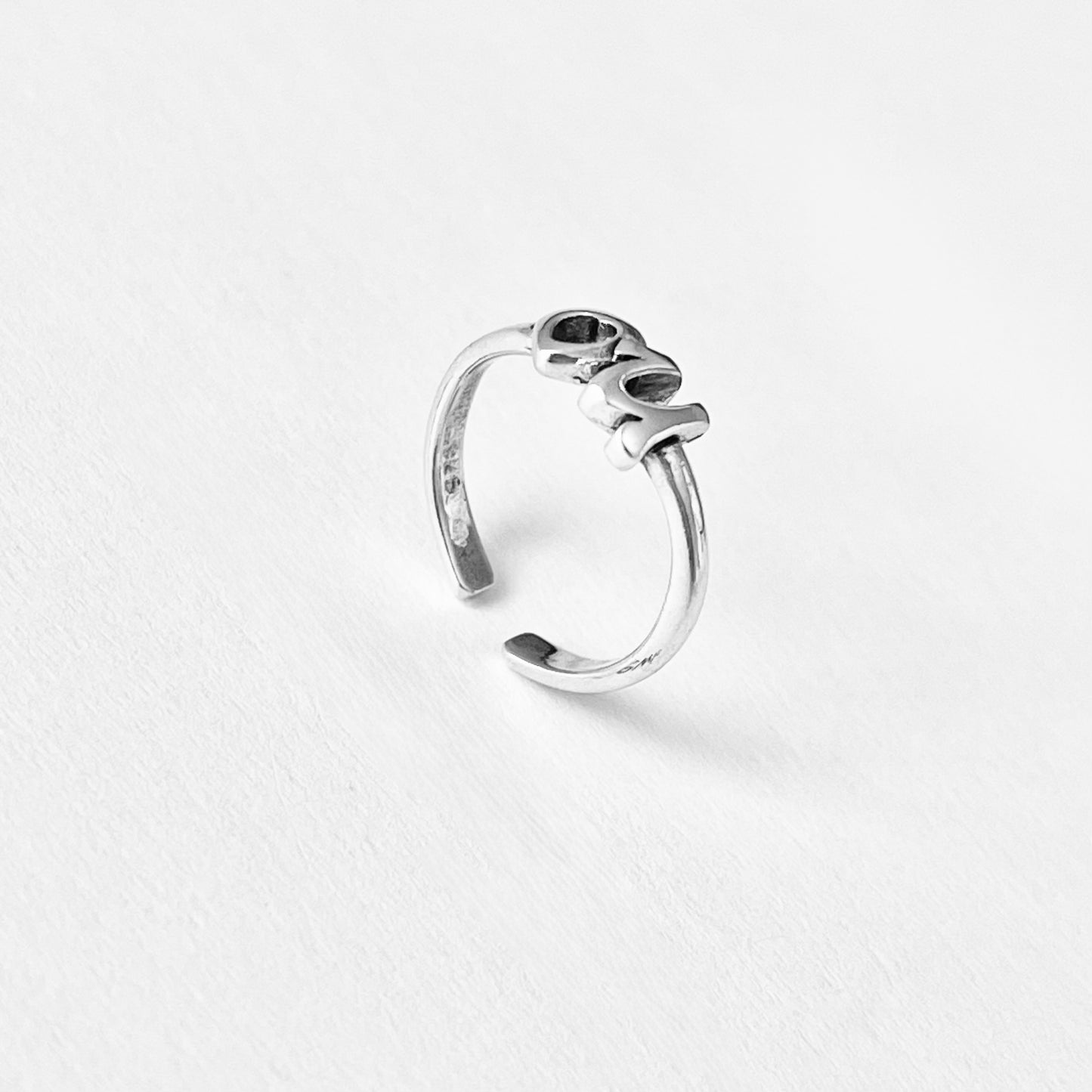 925 Sterling Silver Dainty Heart You Toe Ring | I love You Midi Pinky Silver Rings