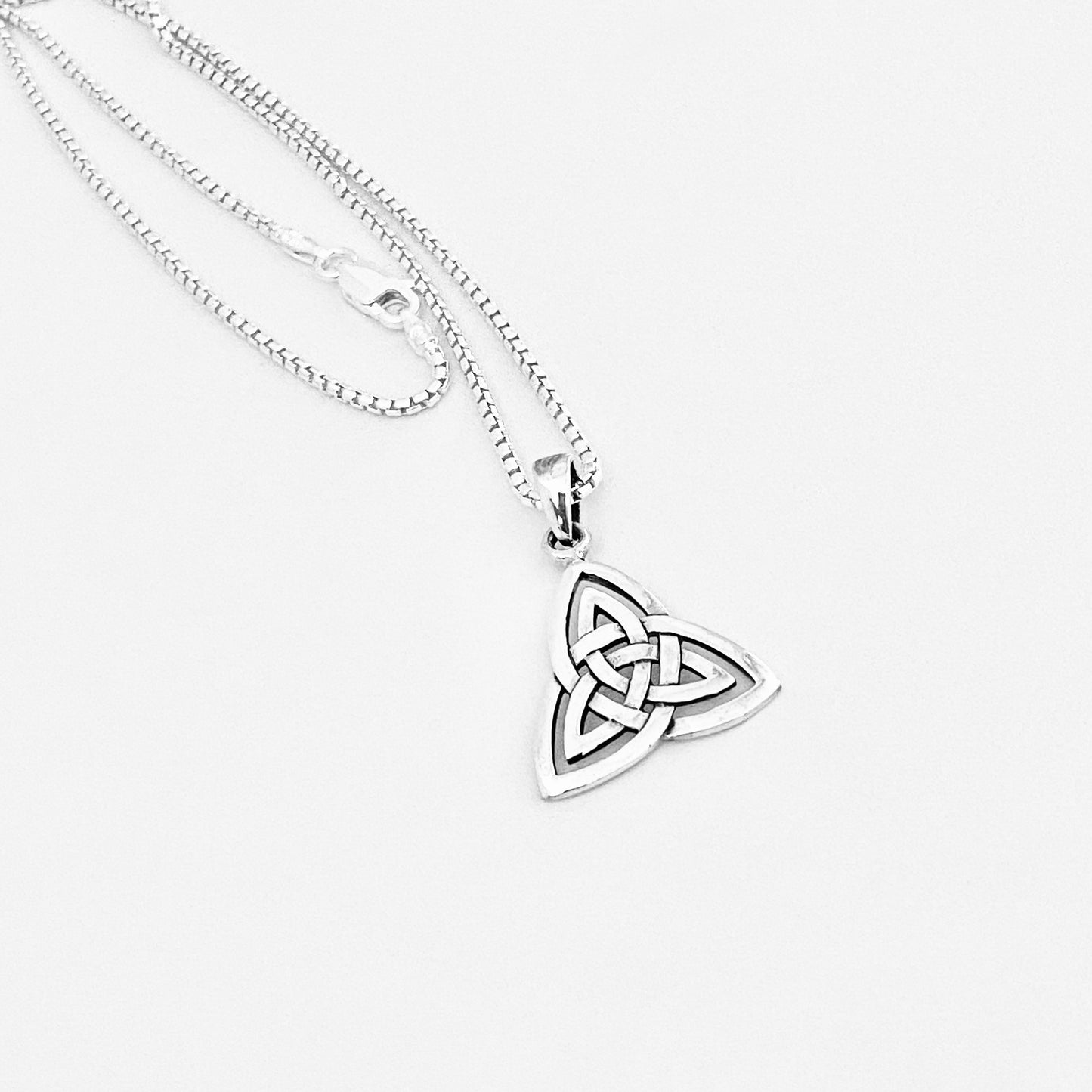 Sterling Silver Large Celtic Triquetra Woven Necklace | Statement Trinity Knot Jewelry