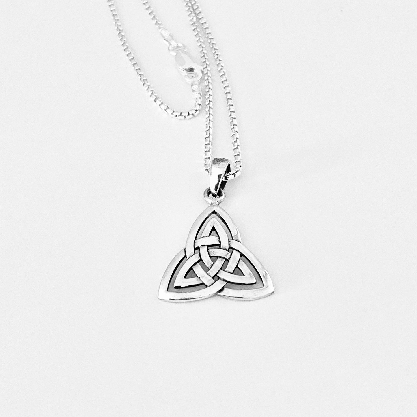 Sterling Silver Large Celtic Triquetra Woven Necklace | Statement Trinity Knot Jewelry