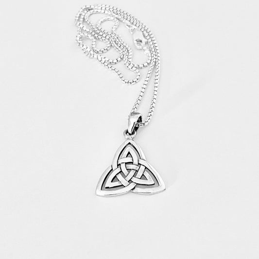 Sterling Silver Large Celtic Triquetra Woven Necklace | Statement Trinity Knot Jewelry