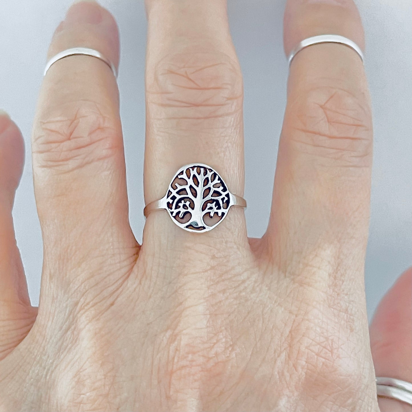 Sterling Silver Small Tree of Life Ring, Lucky Leaf Rings, Fortune Jewelry