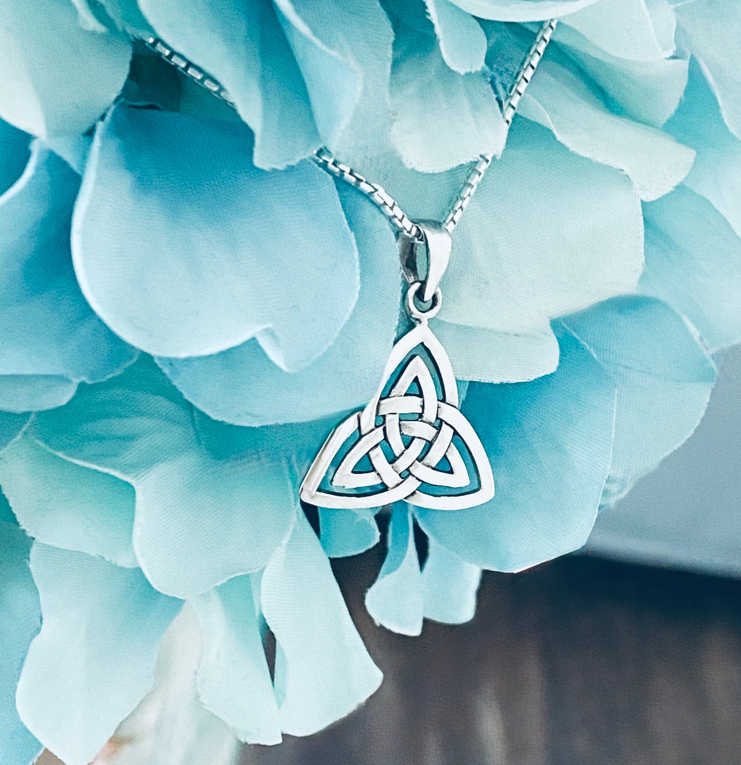 Sterling Silver Large Celtic Triquetra Woven Necklace | Statement Trinity Knot Jewelry