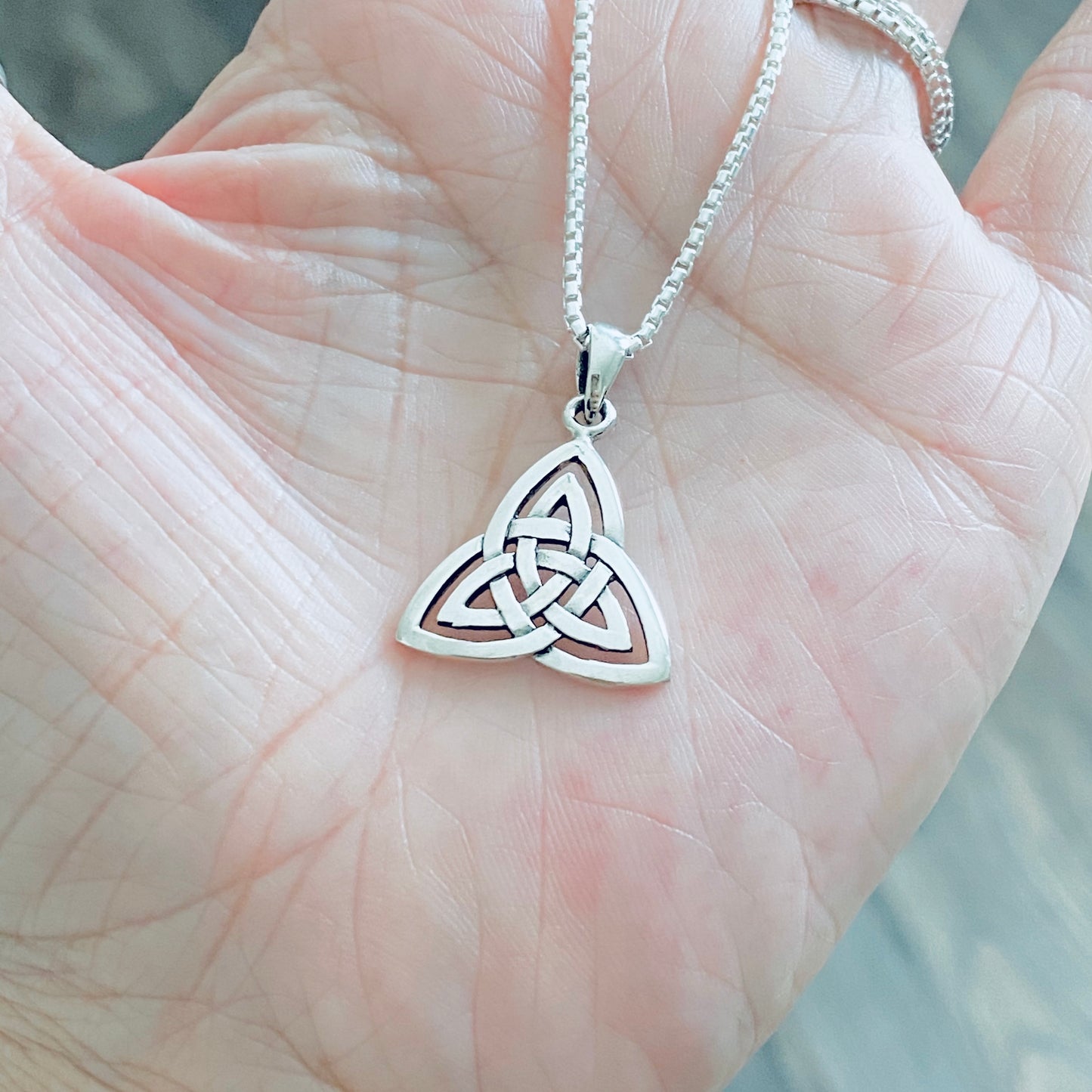 Sterling Silver Large Celtic Triquetra Woven Necklace | Statement Trinity Knot Jewelry