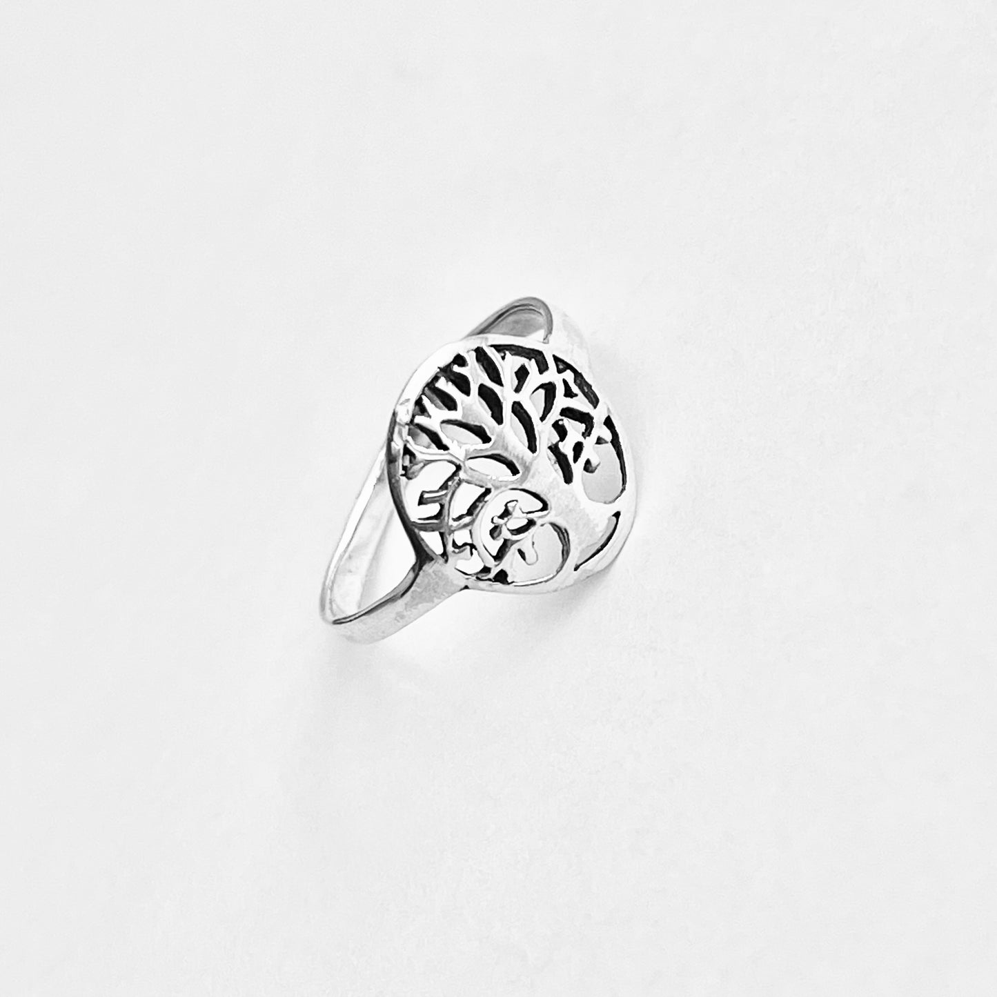 Sterling Silver Small Tree of Life Ring, Lucky Leaf Rings, Fortune Jewelry