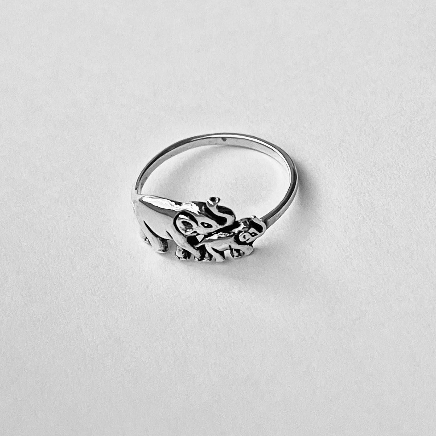 Sterling Silver Baby and Mama Elephant Ring, Love Ring, Animal Ring, Silver Rings