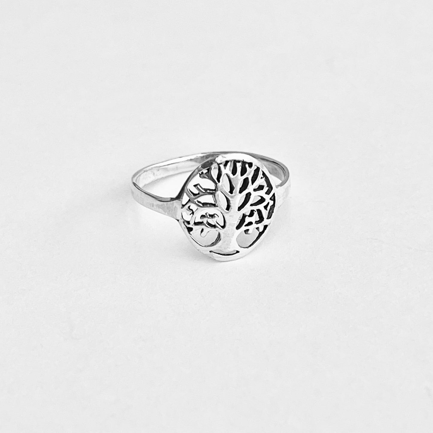 Sterling Silver Small Tree of Life Ring, Lucky Leaf Rings, Fortune Jewelry