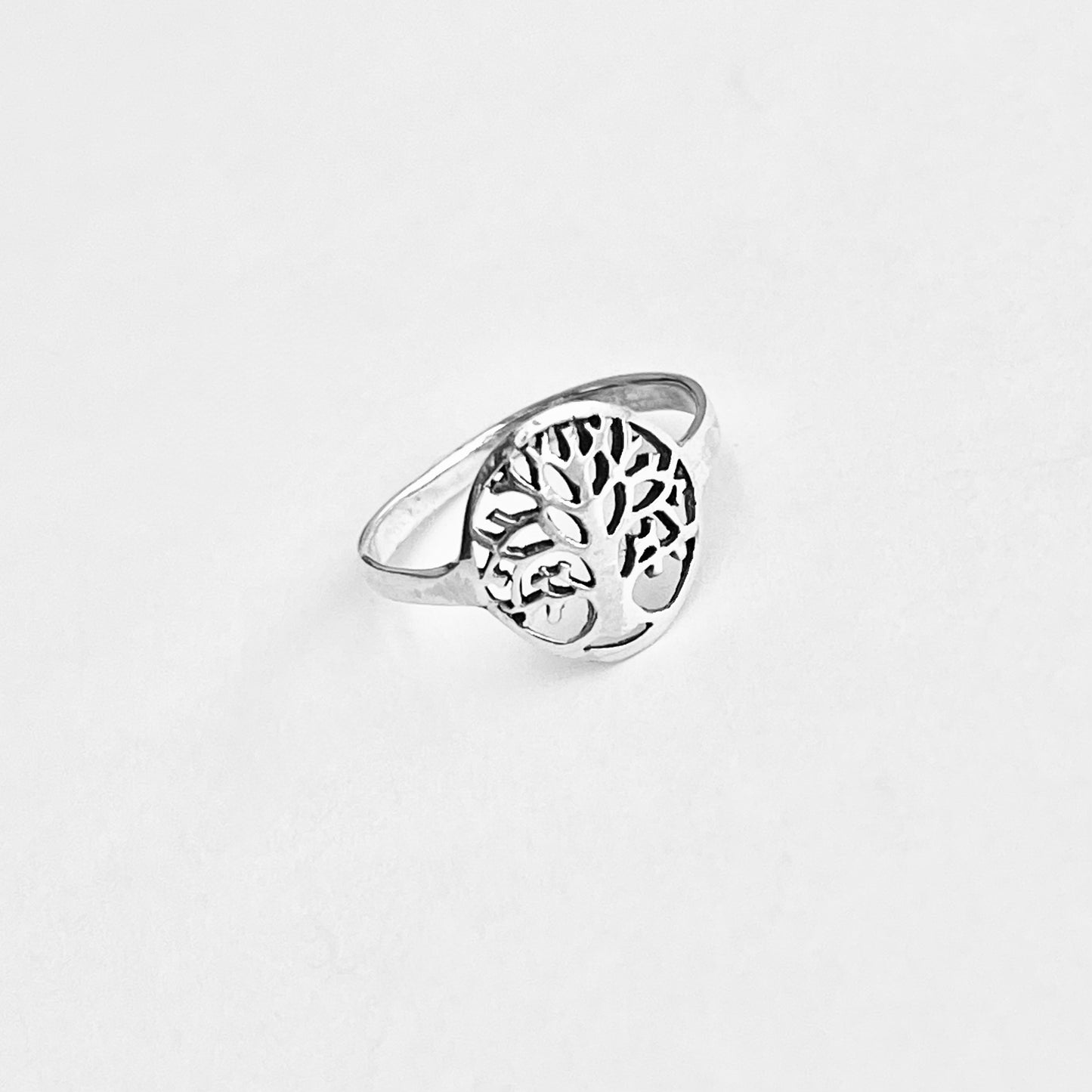 Sterling Silver Small Tree of Life Ring, Lucky Leaf Rings, Fortune Jewelry
