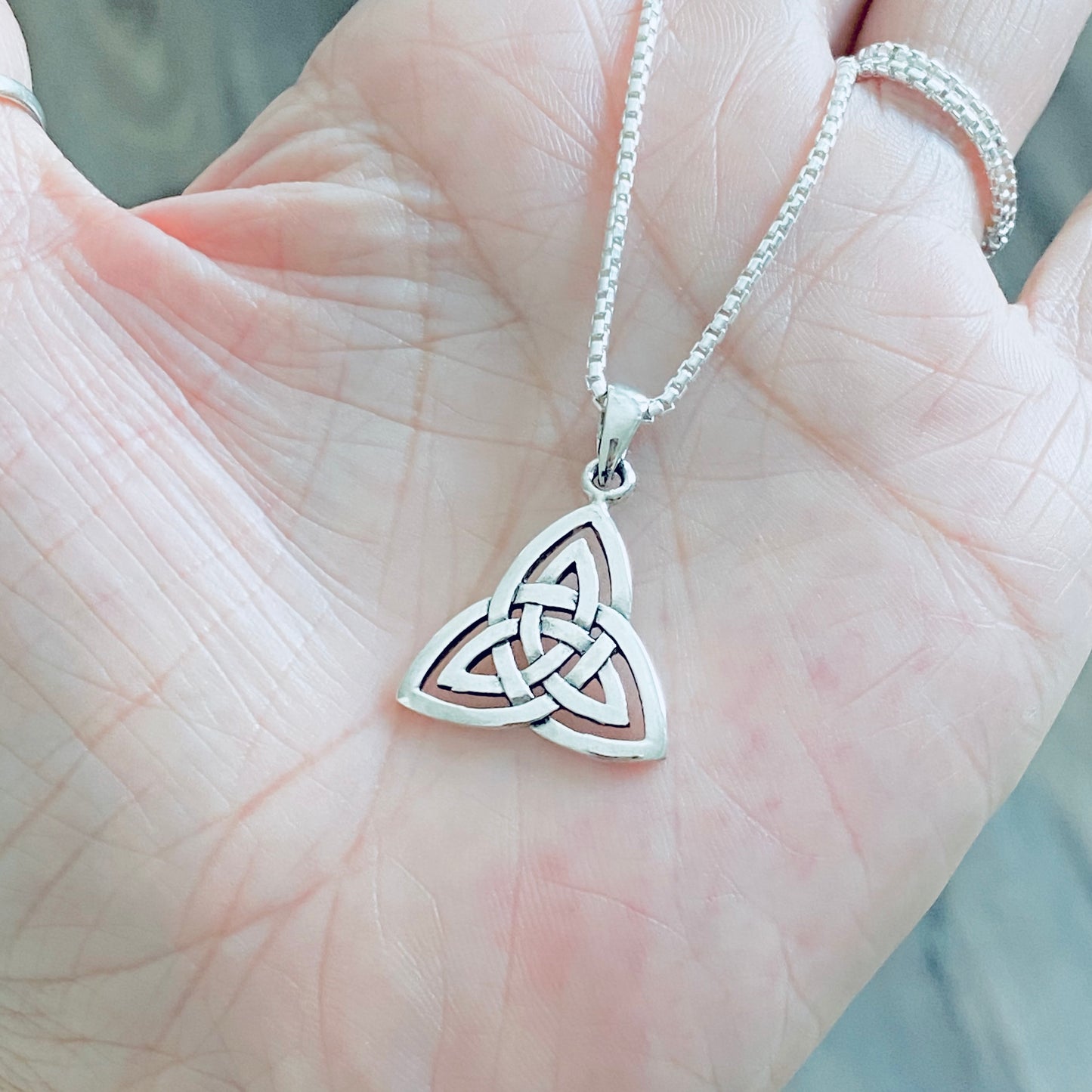 Sterling Silver Large Celtic Triquetra Woven Necklace | Statement Trinity Knot Jewelry