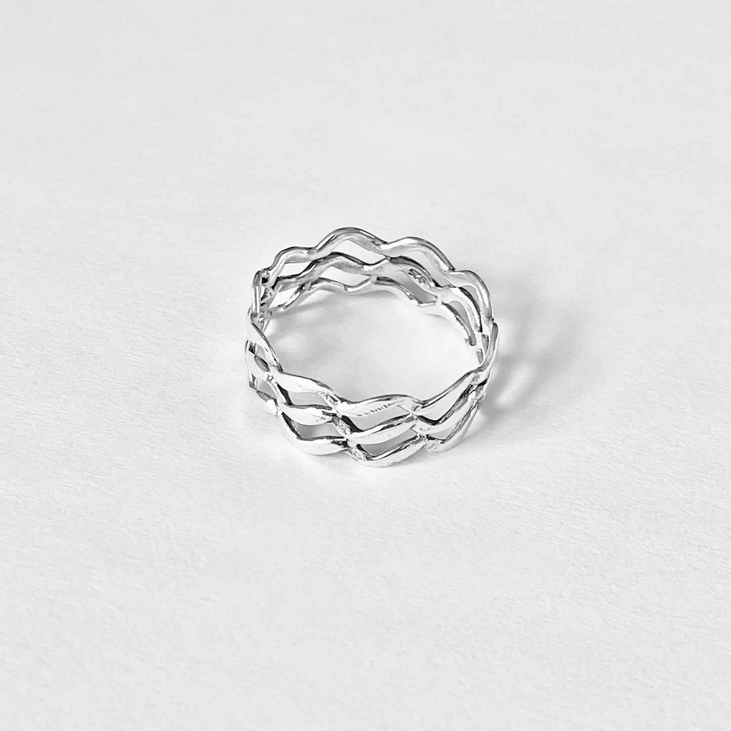 Sterling Silver Eternity Triple Wave Band Ring, Ocean Jewelry, Surfer Rings