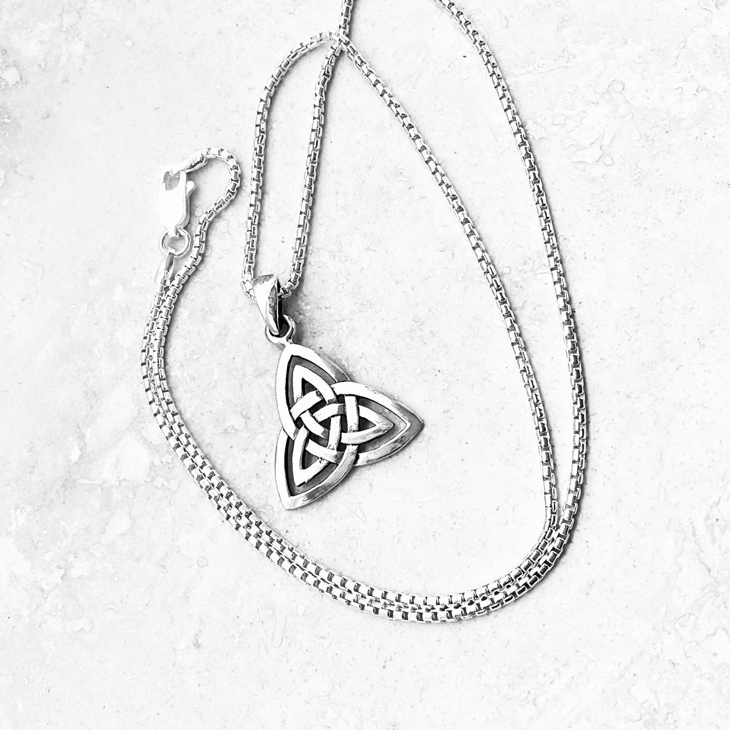Sterling Silver Large Celtic Triquetra Woven Necklace | Statement Trinity Knot Jewelry