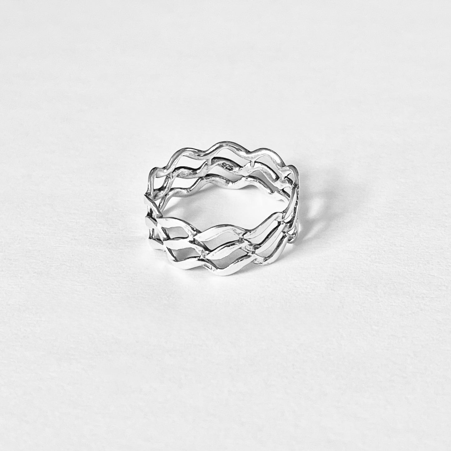 Sterling Silver Eternity Triple Wave Band Ring, Ocean Jewelry, Surfer Rings