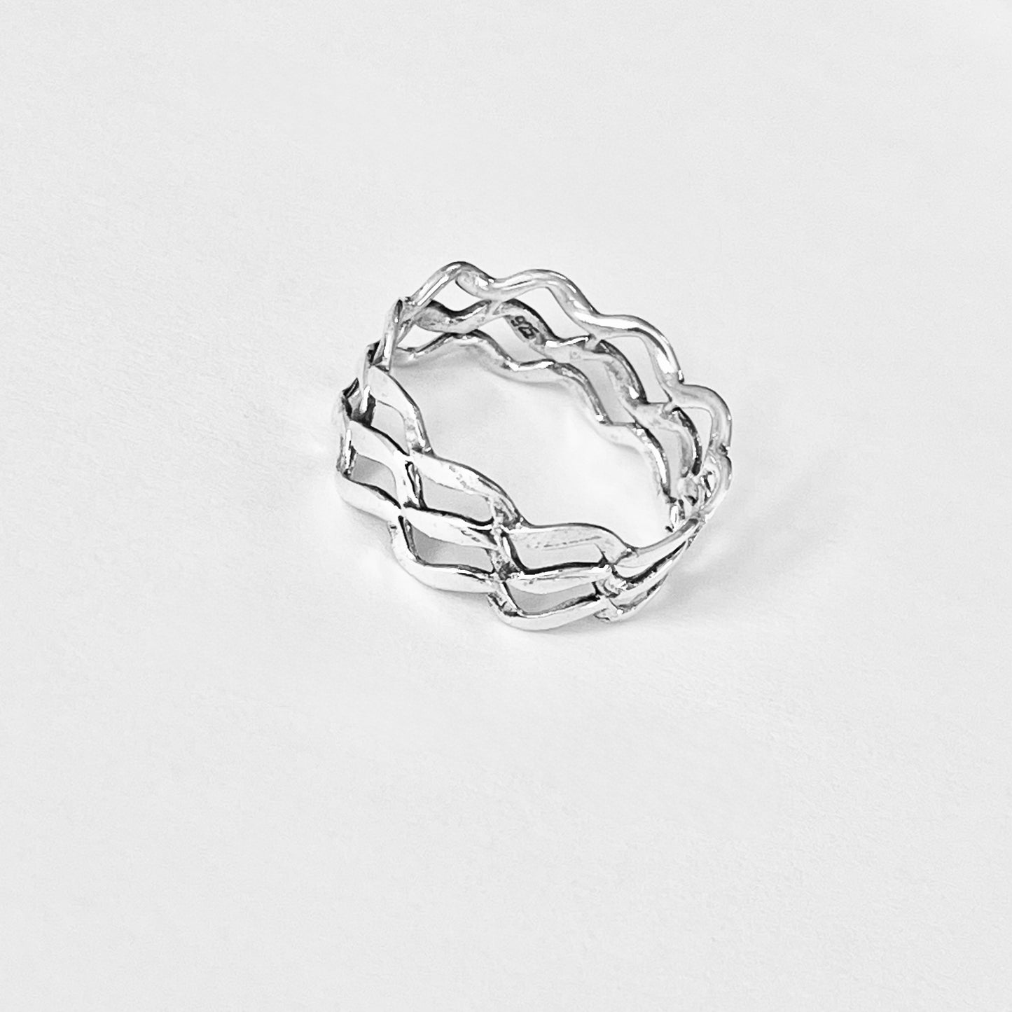 Sterling Silver Eternity Triple Wave Band Ring, Ocean Jewelry, Surfer Rings