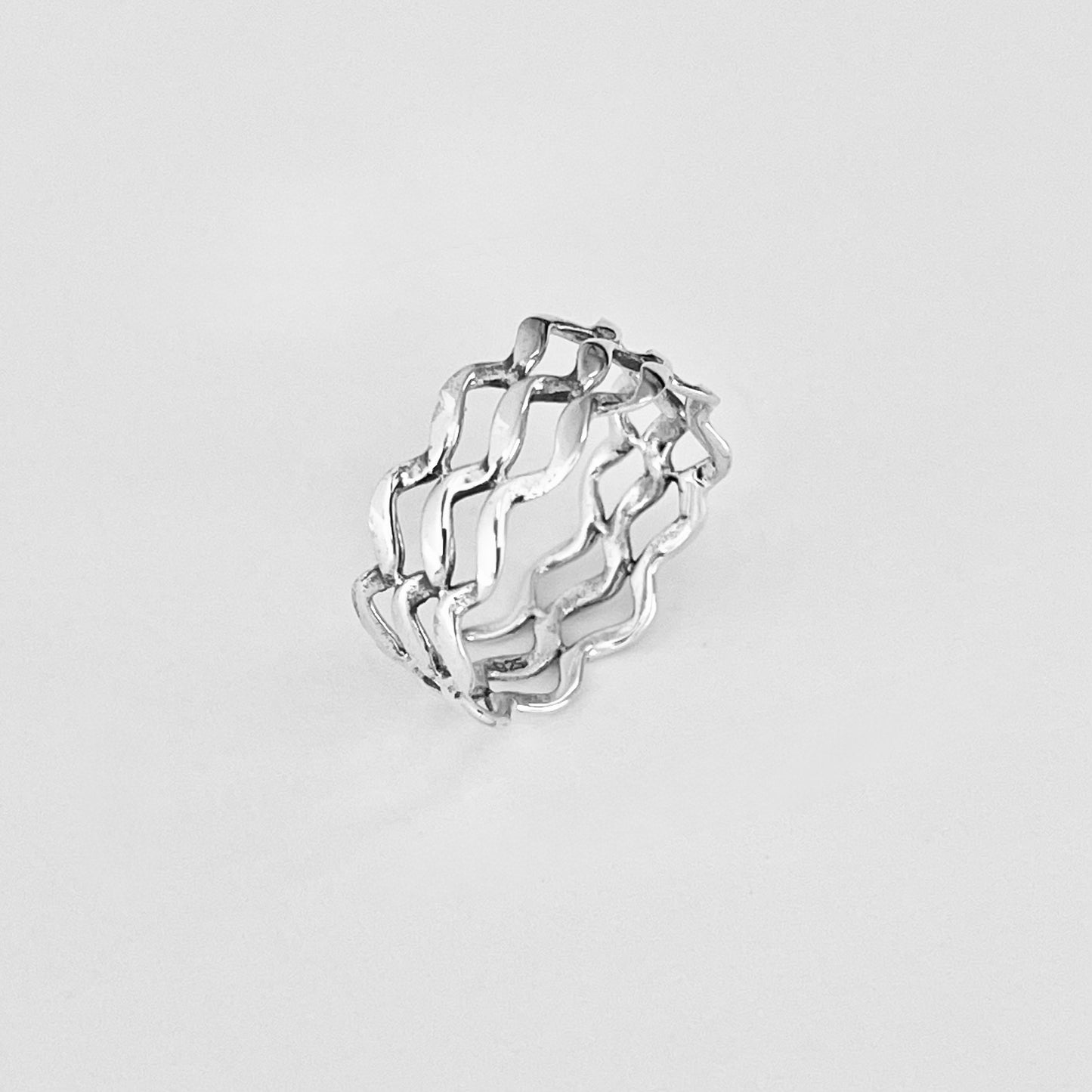 Sterling Silver Eternity Triple Wave Band Ring, Ocean Jewelry, Surfer Rings